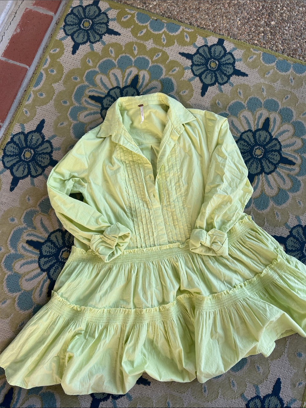 Free People Pale Lemon Tiered Mini Dress